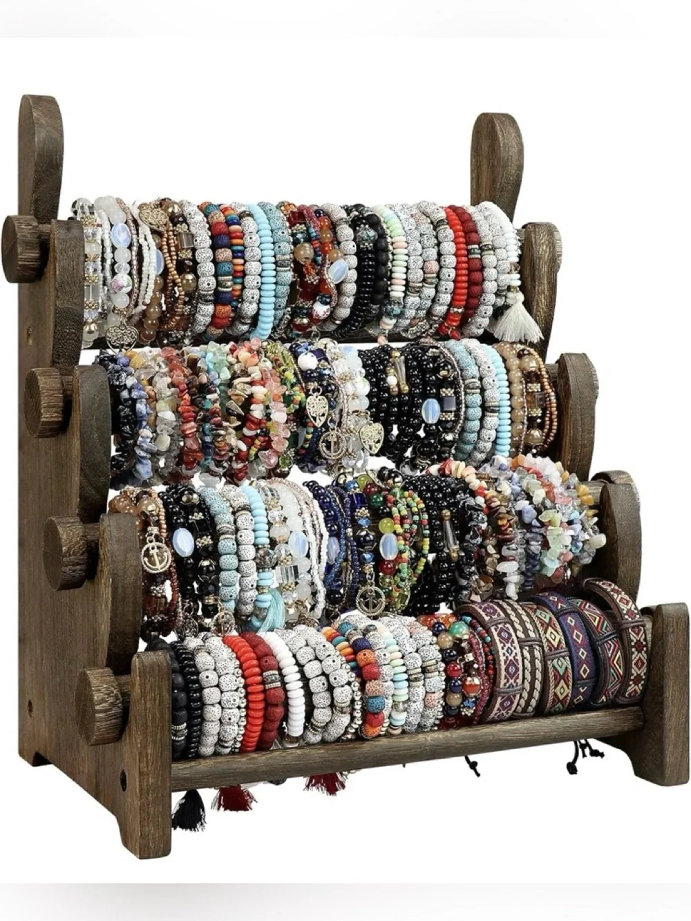 4 Tier Jewelry Wooden Display